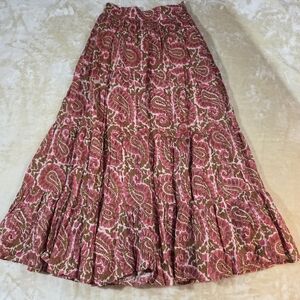 Cleobella Organic Cotton Maxi Skirt Tiered Layered XS Colorful